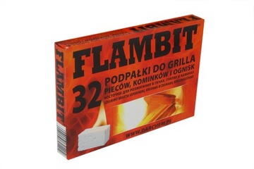 Flambit Firelighter Разжигатель огня для барбекю, белый, ПОЛНАЯ КОРОБКА 24 х 32 шт.