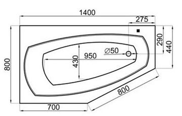 ПОЛЬША POLIMAT угловая ванна MARIKA 140x80 см + сифон