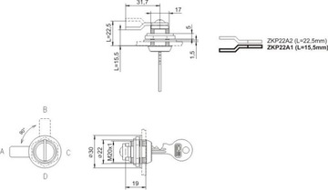 КАССЕТНЫЙ ЗАМОК LOB ZK22 ДЛЯ КАССЕТНЫХ ШКАФОВ