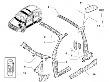 LEM SLOUPU PRAVÝ PŘEDNÍ FIAT PANDA 169 2003--