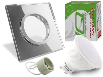ZESTAW OPRAWA SZKLANA SUFITOWA + GU10 6W LED WW