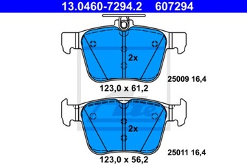 Колодки диски ATE Задние VW GOLF VII PASSAT B8 310мм