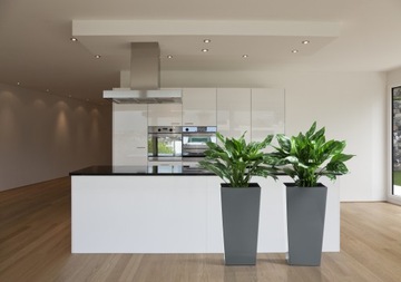 JUKA Цветочный горшок 30x30 h31 со вставкой, глянцевый ЧЕРНЫЙ