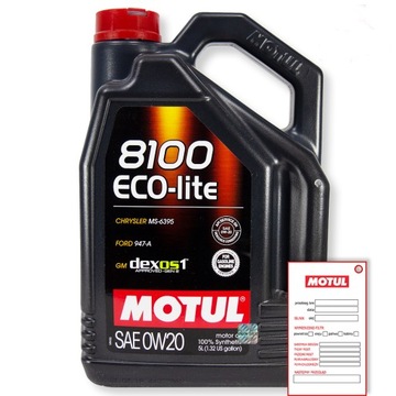 MOTUL 108536 Масло MOTUL 0w20 5л 8100 эко-ли