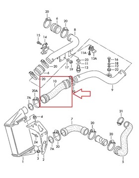 ШЛАНГ ТУРБОИНТЕРКУЛЕРА VW PASSAT B5 1.9 TDI