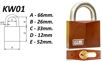 Замок навесной LOB KW01 на один ключ + 3 класс, усиленный!