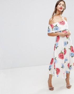 ASOS sukienka midi bardot w kwiaty 38 M