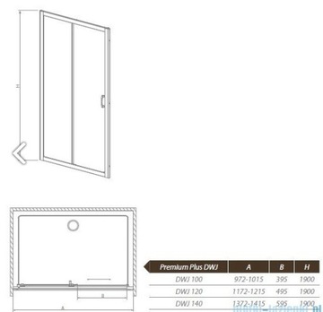 RADAWAY PREMIUM PLUS DWJ 100 двери, ТКАНЕВОЕ стекло