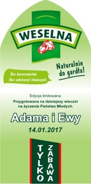 NAKLEJKI NA WÓDKĘ WESELNĄ ETYKIETY KRUPNIK 8szt. PR 622