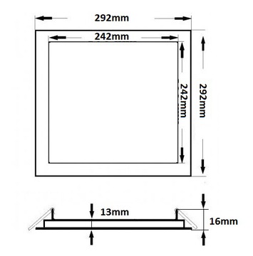 Wpuszczany panel LED 230V 24W kwadratowy ciepły