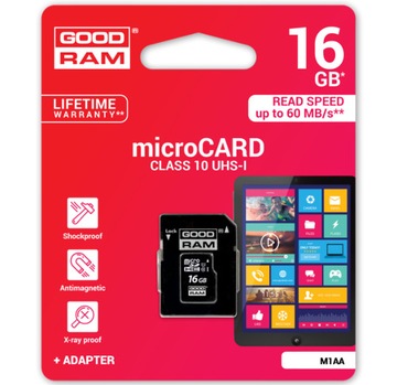 КАРТА GOODRAM MICROSD 16 ГБ MICRO CL10 + АДАПТЕР SD