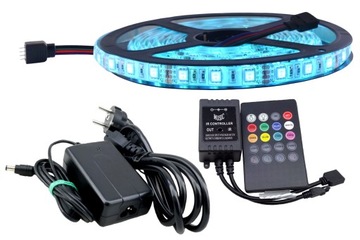 ZESTAW LED RGB 300 SMD 5050 IP65 MUZYCZNY DISCO 5m