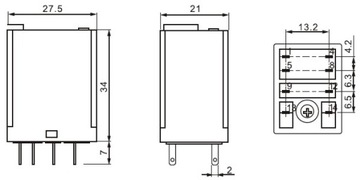 Реле 2P 230В AC/5A+BASIC COIL 12V DC 55.02