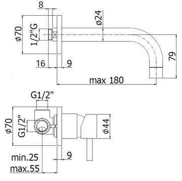 РАКОВИНА PAFFONI STICK FATTER, НАСТЕННАЯ SK006