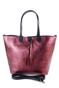 Большой шопер на плечо из итальянской ткани vera pelle синего цвета.