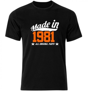 Koszulka na urodziny męska czarna MADE IN 1981