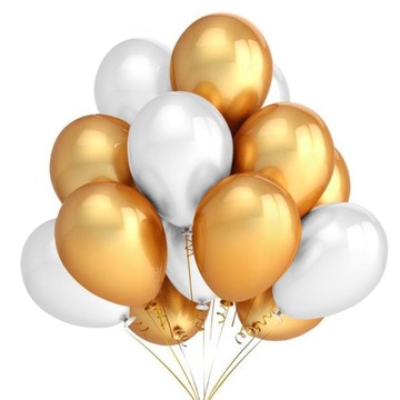 Balony Perłowe Mix Złoto - Biały Ślub Komunia 32cm 25 szt