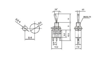 ПЕРЕКЛЮЧАТЕЛЬ MTS-102 2-ПОЗИЦИОННЫЙ 3-КОНТАКТНЫЙ