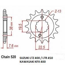 ПЕРЕДНЯЯ ЗВЕЗДОЧКА + ЗАЩИТА SUZUKI LTZ 400