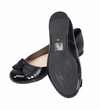 БАЛЕТКИ С БАНТОМ, ЧЕРНЫЕ, КОЖАНЫЕ, размер 38