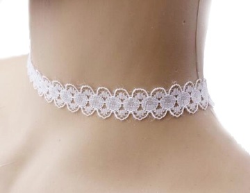 CHOKER KORONKA ELEGANCKA BIAŁY SEXY RETRO BLOG HIT