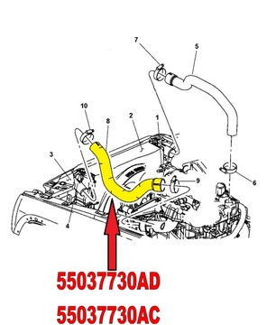 RURA WĄŻ TURBO JEEP CHEROKEE 2.8CRD 55037730AD