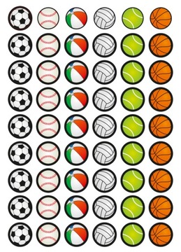 Naklejki motywujące piłki 6 rodzajów 54 szt