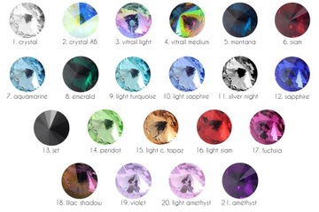 MAŁE KOLCZYKI Z KR. SWAROVSKI RIVOLI 8MM KOLORY