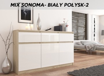 Комод Modern 98CM ШКАФ SONOMA с 3 ящиками Глянцевый