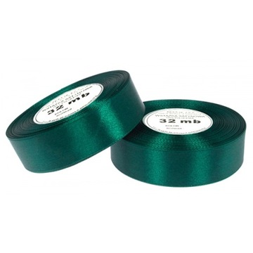 Wstążka tasiemka 8090 25mm 32mb butelkowa zieleń
