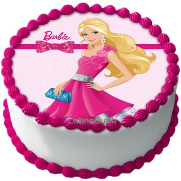 BARDZO GRUBY OPŁATEK NA TORT BARBIE DUŻY 20 CM