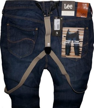 LEE LOGGER jeansy zwężane + SZELKI W30 L34