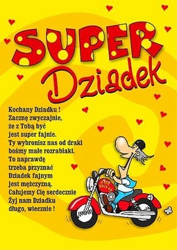 dyplom Super Dziadek na motorze prezent dziadka
