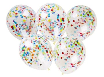 Balony Krystaliczne przeźroczyste z KONFETTI duże