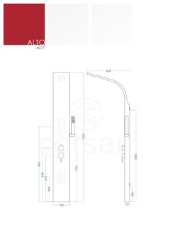 фото ориг. №2, Panel shower spray corsan alto color white