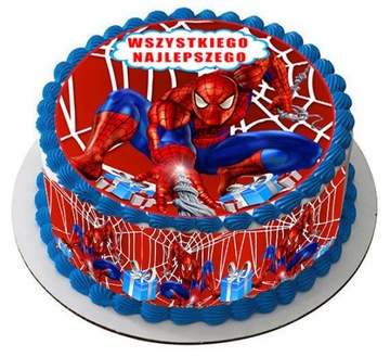 Opłatek GRUBY NA TORT SPIDERMAN CAŁY ZESTAW+BABECZ