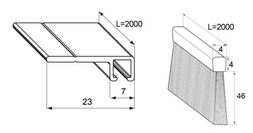 Уплотнитель дверной щетки PROFIX H=46мм L=2м