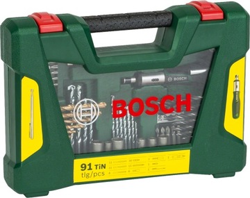 BOSCH ZESTAW 91 WIERTEŁ I KOŃCOWEK V-LINE + MIARA