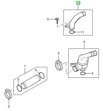 Трубка термостата Land Rover Freelander 2.5 v6