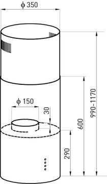 Островная кухонная вытяжка, трубка из нержавеющей стали