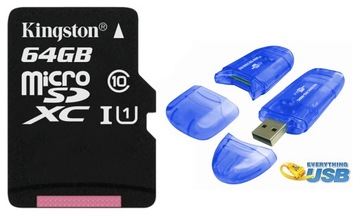 КАРТА KINGSTON MICRO SD 64 ГБ cl10 UHS + SD-READER