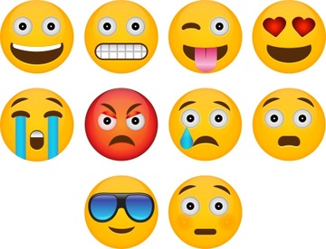 Magnesy na lodówkę - EMOJI EMOTKI SMILEY 10szt