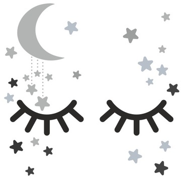 NAKLEJKI NA ŚCIANĘ OCZY SLEEPY EYE GWIAZDKI 200