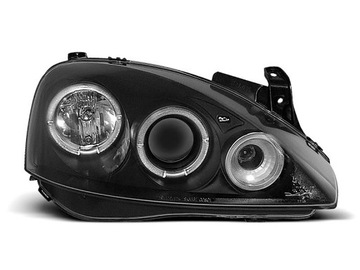 Lampy przód OPEL CORSA C LED Angel Eyes BLACK ring