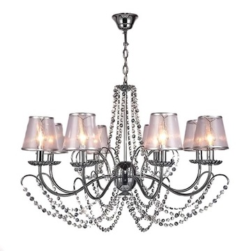 ŻYRANDOL LAMPA CHROM KRYSZTAŁKI ABAŻURKI FLORIDA 8