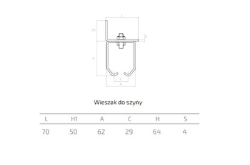 Вешалка для настенной рейки 50x46 Подвесные ворота