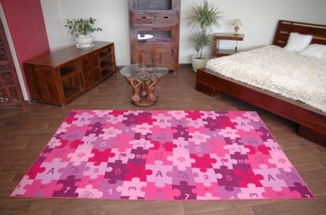 DYWAN DZIECIĘCY 55x165 PUZZLE fiolet DZIEWCZYNKI #EE1512