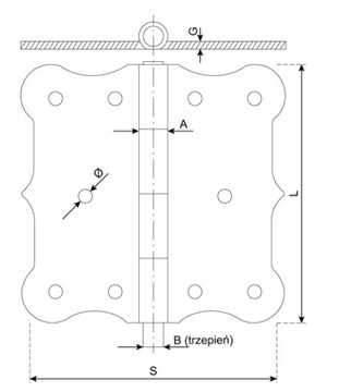 Петля декоративная строительная, желтая оцинковка, 100x100мм