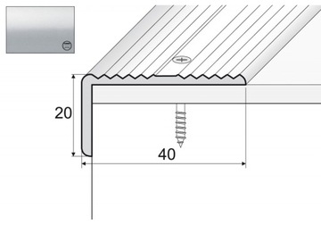 A33 Kątownik 20x40mm aluminiowy 90cm SREBRO