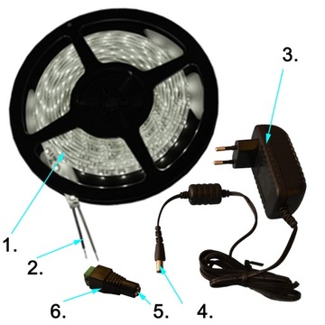 КОМПЛЕКТ СВЕТОДИОДНЫХ ЛЕНТ 2835 РОЗЕТКА ДЛЯ ТЕПЛОПИТАНИЯ 5м